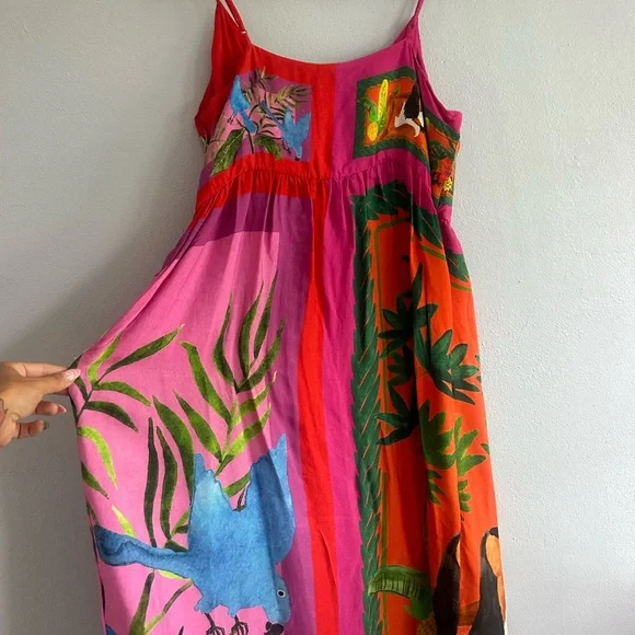 Farm Rio Double Scarf Bahia Girls Midi Dress L - Picture 5 of 5